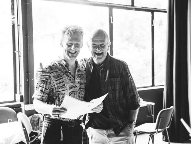 Ben Kernow and Bill Scott in rehearsals for A Perfect World by Miracle Theatre May 2019