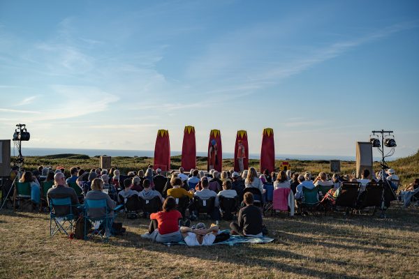 An outdoor theatre performance of King Lear by Miracle Theatre based in Cornwall